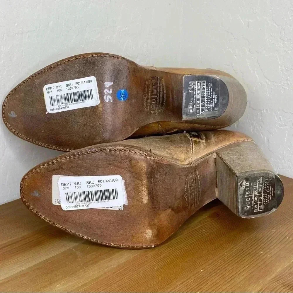 NEW BED STU Isla Tan Rustic Leather Booties Size 6 - Picture 9 of 10